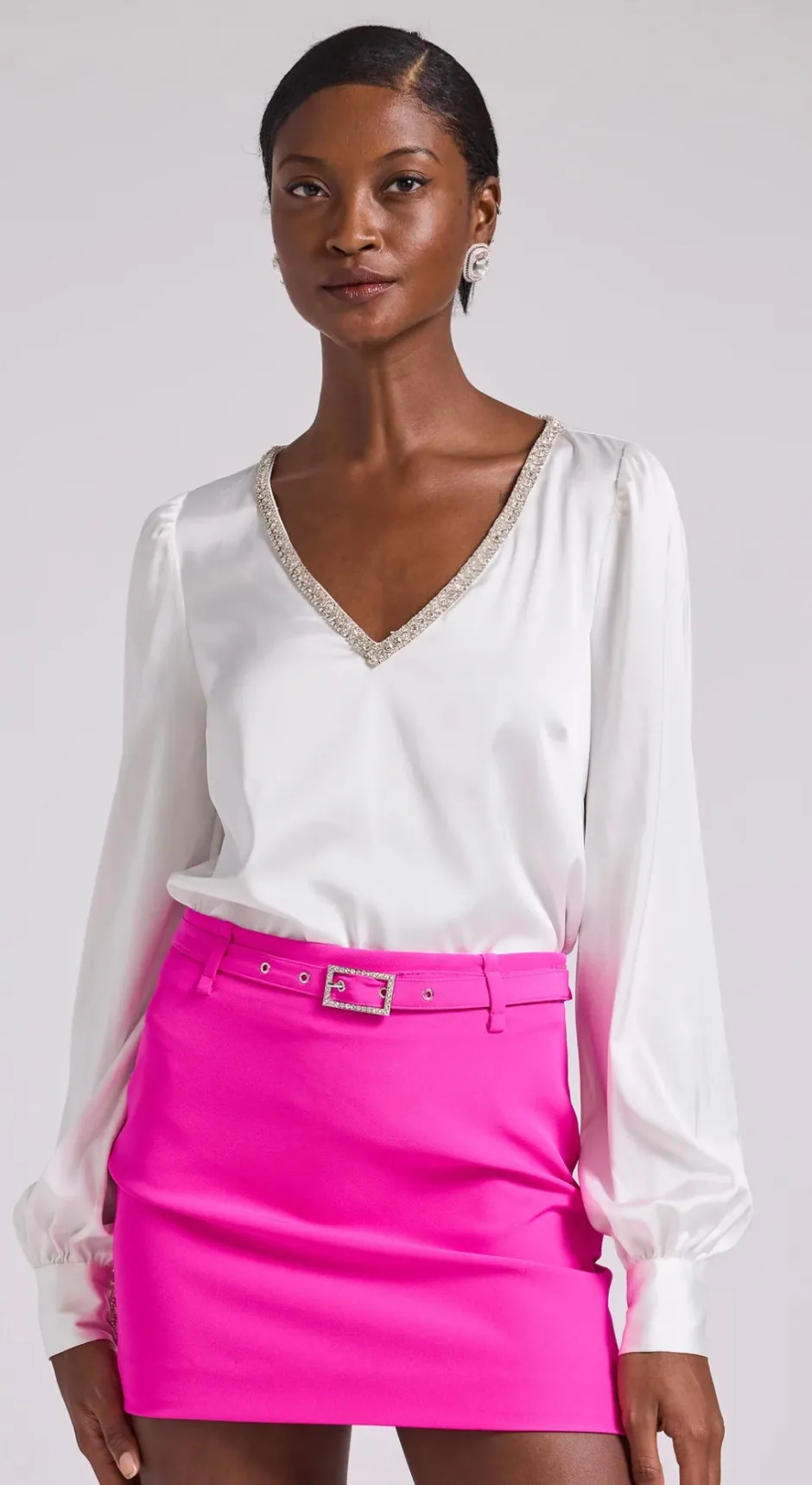 Sale - Catalina Crystal Blouse - White Blouses