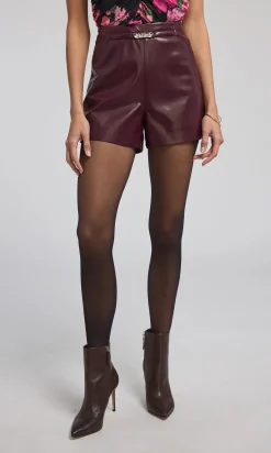 Sale - Danny Belted Vegan Leather Shorts - Malbec Shorts