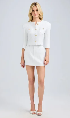 Hot - Daphne Tweed Skirt - White Mini Skirts
