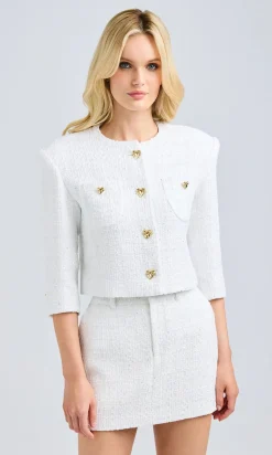 Hot - Daphne Tweed Skirt - White Mini Skirts