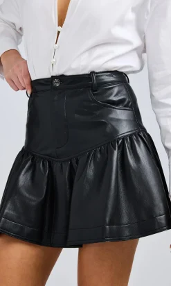 Fashion - Divina Vegan Leather Skirt - Black Mini Skirts