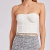 Sale - Elaia Crepe Bustier - White Crop Tops