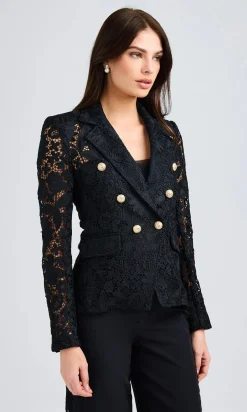 Clearance - Eliza Lace Blazer - Black Blazers