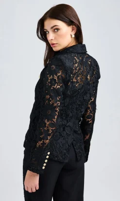 Clearance - Eliza Lace Blazer - Black Blazers