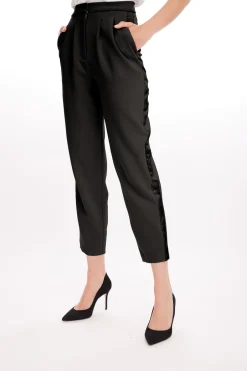 Sale - Ellen Tuxedo Crepe Pants - Black Pants