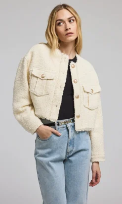 Best - Emille Tweed Bomber Jacket - Cream Blazers
