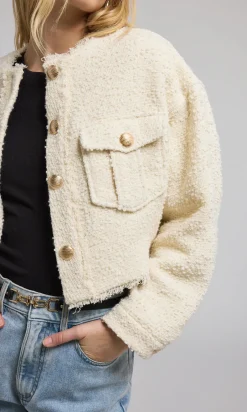 Best - Emille Tweed Bomber Jacket - Cream Blazers