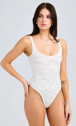 Online - Gigi Lace Bodysuit - White Bodysuits