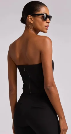Clearance - Giselle Bow Bustier - Black Crop Tops