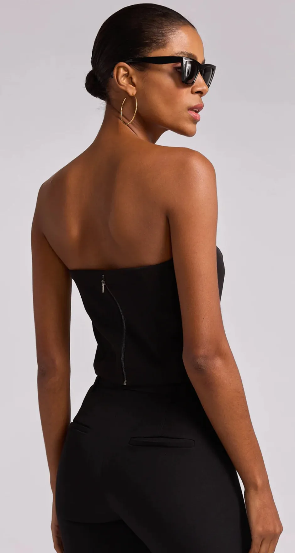 Clearance - Giselle Bow Bustier - Black Crop Tops