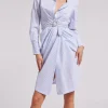 Best - Gloria Pinstripe Shirt Dress - White/Light Blue Dresses | Midi