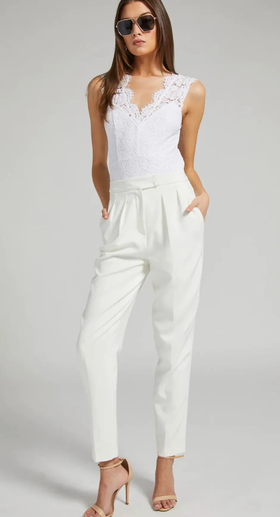 Hot - Jenise Crepe Pant - White Pants
