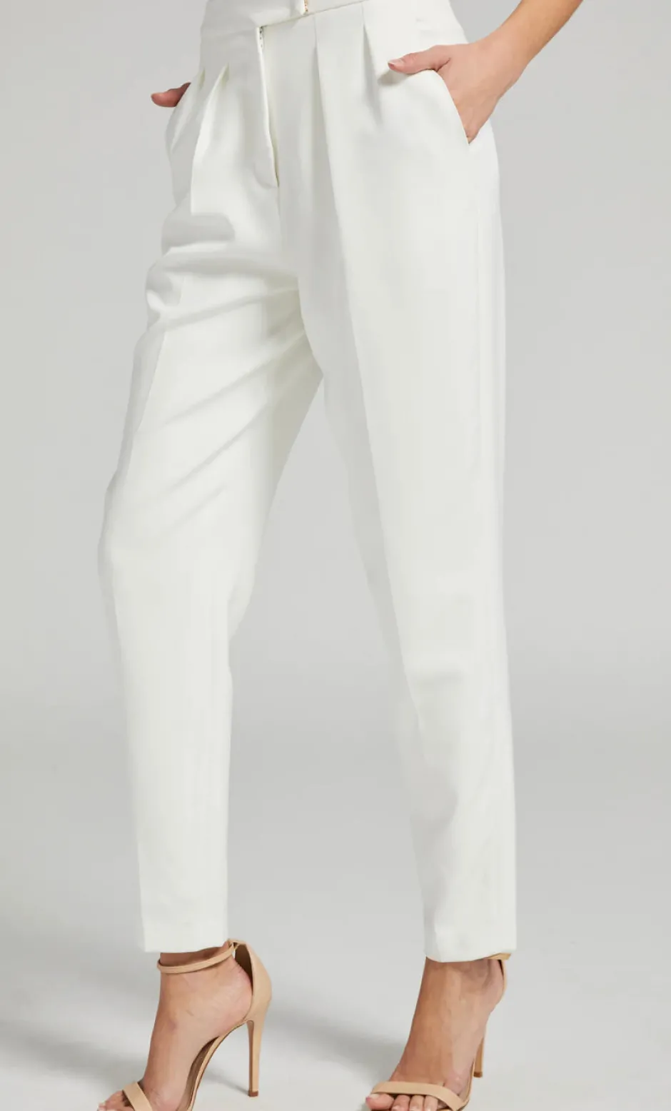 Hot - Jenise Crepe Pant - White Pants