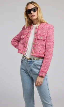 Online - Karson Tweed Blazer - Hot Pink/White Blazers