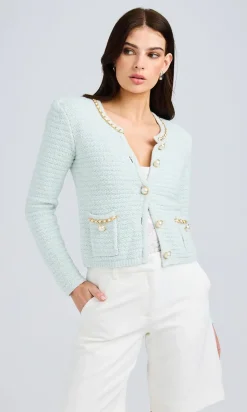 Best - Kelly Chain Cardigan - Opal Melange Sweaters & Knits