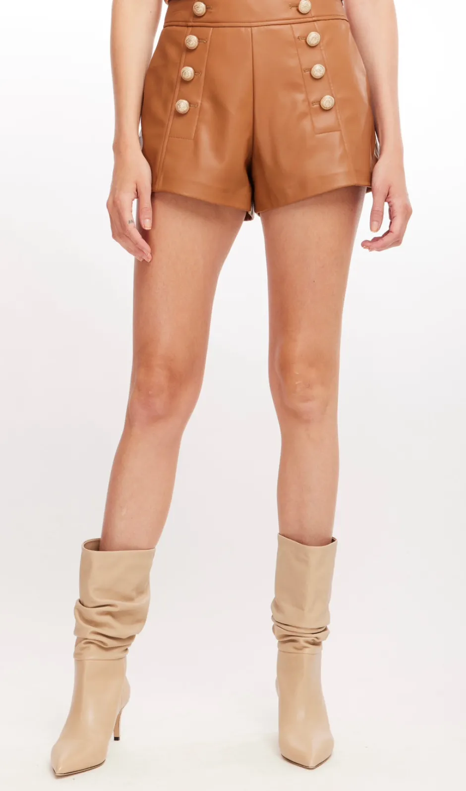 Clearance - Lambert Vegan Leather Short - Chocolate Shorts