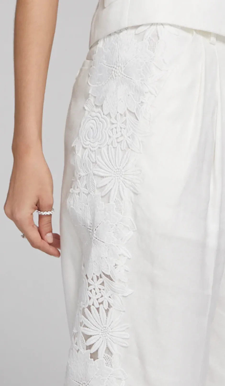 Hot - Lara Lace Combo Pants - Ecru Pants