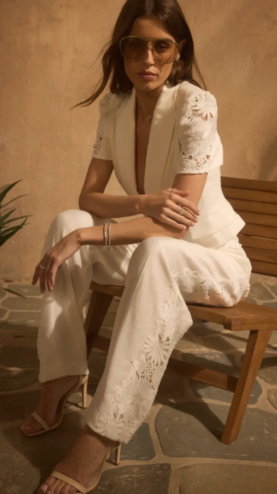 Hot - Lara Lace Combo Pants - Ecru Pants