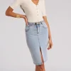 Hot - Luanne Denim Skirt - Light Blue Skirts | Long Skirts