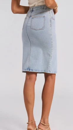Hot - Luanne Denim Skirt - Light Blue Skirts | Long Skirts