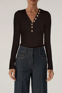 New - Minny Rib Bodysuit - Black Bodysuits