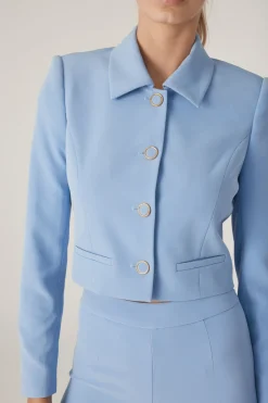 Hot - Oliver Crepe Blazer - Periwinkle Blazers