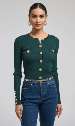 Discount - Pennie Rib Cardigan - Hunter Green Sweaters & Knits