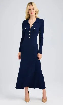 Fashion - Petina Sweater Dress - Navy Midi | Midi Dresses