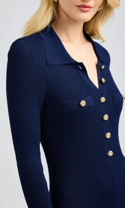 Fashion - Petina Sweater Dress - Navy Midi | Midi Dresses
