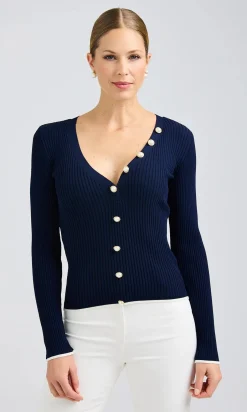 Sale - Renata Cardigan - Navy/White Sweaters & Knits