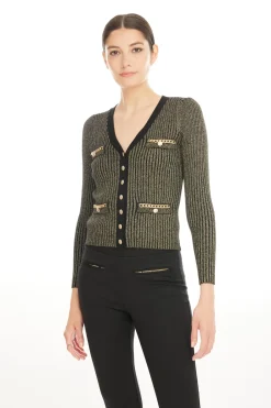Online - Ruby Lurex Cardigan - Black/Gold Sweaters & Knits
