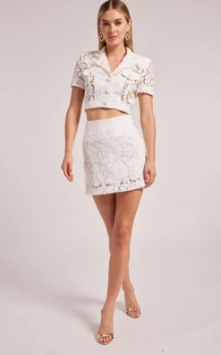 Discount - Sabrina Lace Skirt - White Mini Skirts