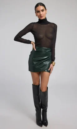 Fashion - Shyann Vegan Leather Mini Skirt - Forest Mini Skirts