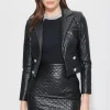 Clearance - Thompson Quilted Vegan Leather Blazer - Black Blazers