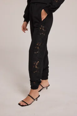 Outlet - Winnie Lace Combo Jogger - Black Pants