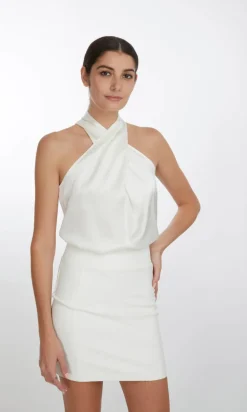 Sale - Wisteria Halter Blouse - White Blouses