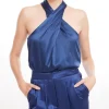 Fashion - Wisteria Halter Blouse - Navy Blouses