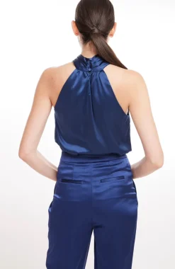 Fashion - Wisteria Halter Blouse - Navy Blouses