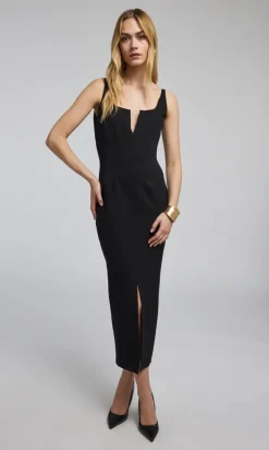 Best - Yolanda Ponte Midi Dress - Black Dresses | Long Dresses
