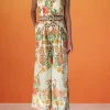 Best - Jumpsuit With Buckle Belt - Black Off White Floral Pants Jumpsuits