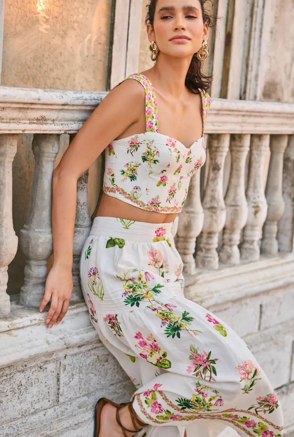 Best - Midi Skirt - White floral Long Skirts