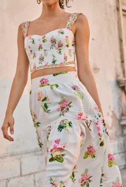 Best - Midi Skirt - White floral Long Skirts