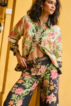 Online - Pahi Pants - Black Off White Floral Pants