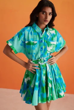 Outlet - Vida Short Dress - Blue Green Dresses | Mini Dresses