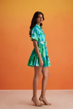 Outlet - Vida Short Dress - Blue Green Dresses | Mini Dresses