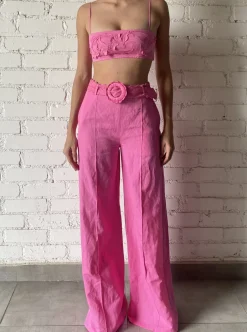 Hot - Yuri Flared Pants - Pink Flare | Pants