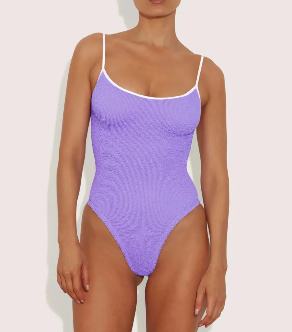 Clearance - Pamela Swim Contrast - Lilac/White One Piece