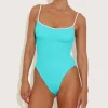 Discount - Pamela Swim Contrast - Aqua/White One Piece