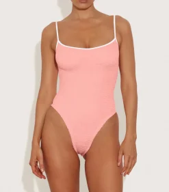 New - Pamela Swim Contrast - Peach/White One Piece