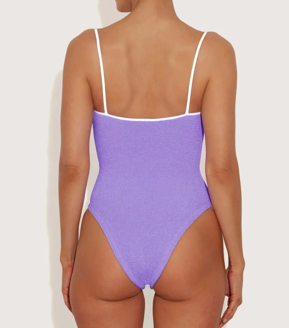 Clearance - Pamela Swim Contrast - Lilac/White One Piece